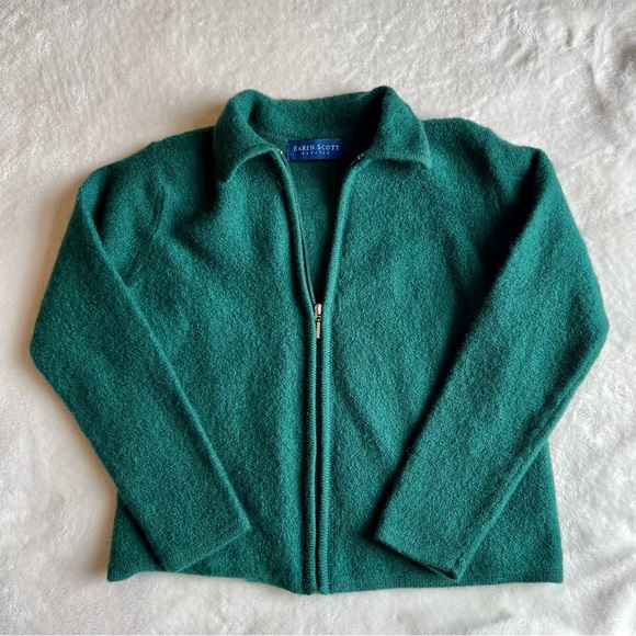 Karen Scott zip up dress jacket, color green, size small - Picture 1 of 2